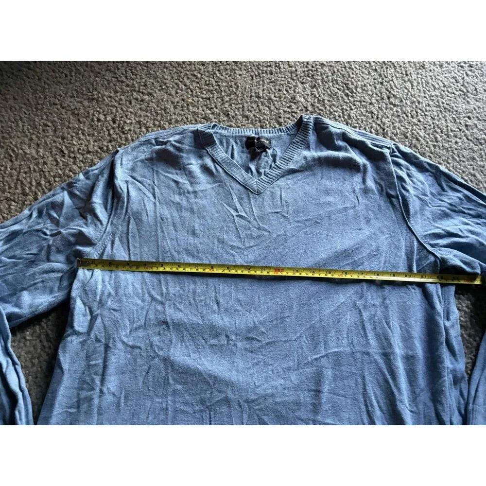 Banana republic Mens V Neck Sweater Blue Cotton Size Large 2X XXL long sleeve